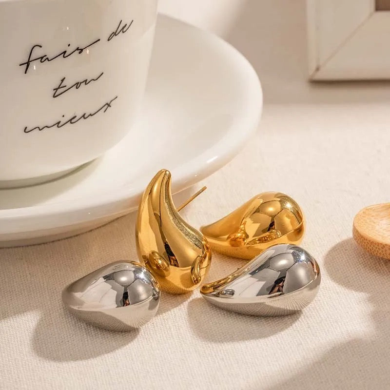 Ατσάλινα Σκουλαρίκια Σταγόνα - Santa Cruz Earrings Large (χρυσό, ασημί)