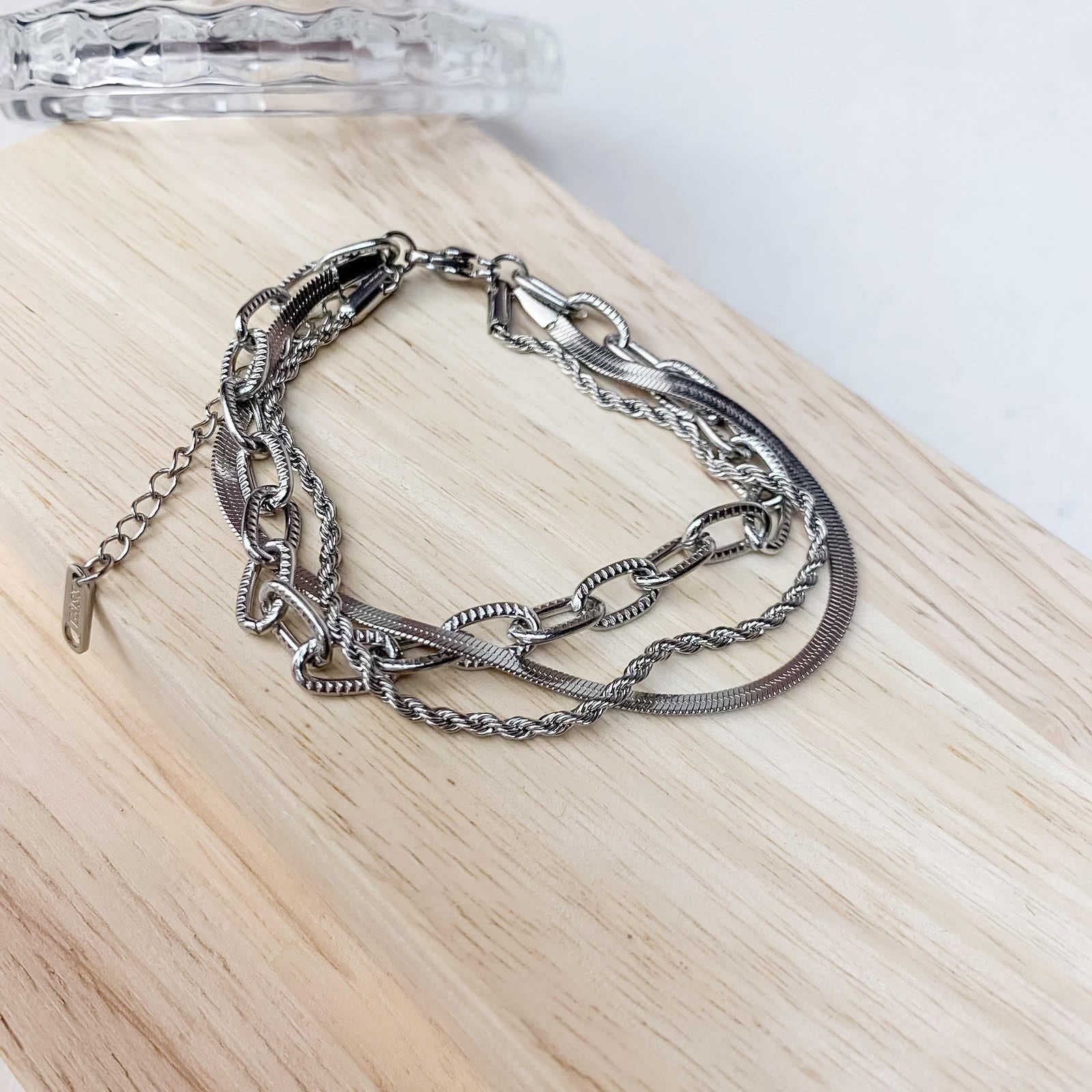 Γυναικείο Ατσάλινο Βραχιόλι -  Triple Chain Bracelet (χρυσό, ασημί)