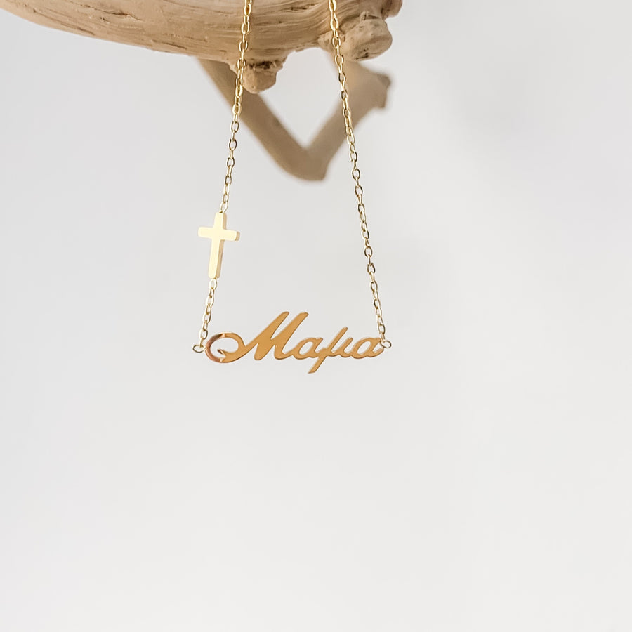 Ατσάλινο Βραχιόλι - Mama Cross Bracelet (χρυσό, ασημί)