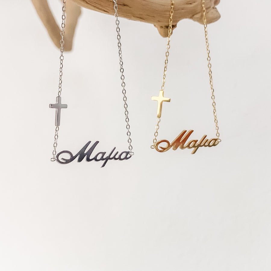 Ατσάλινο Βραχιόλι - Mama Cross Bracelet (χρυσό, ασημί)