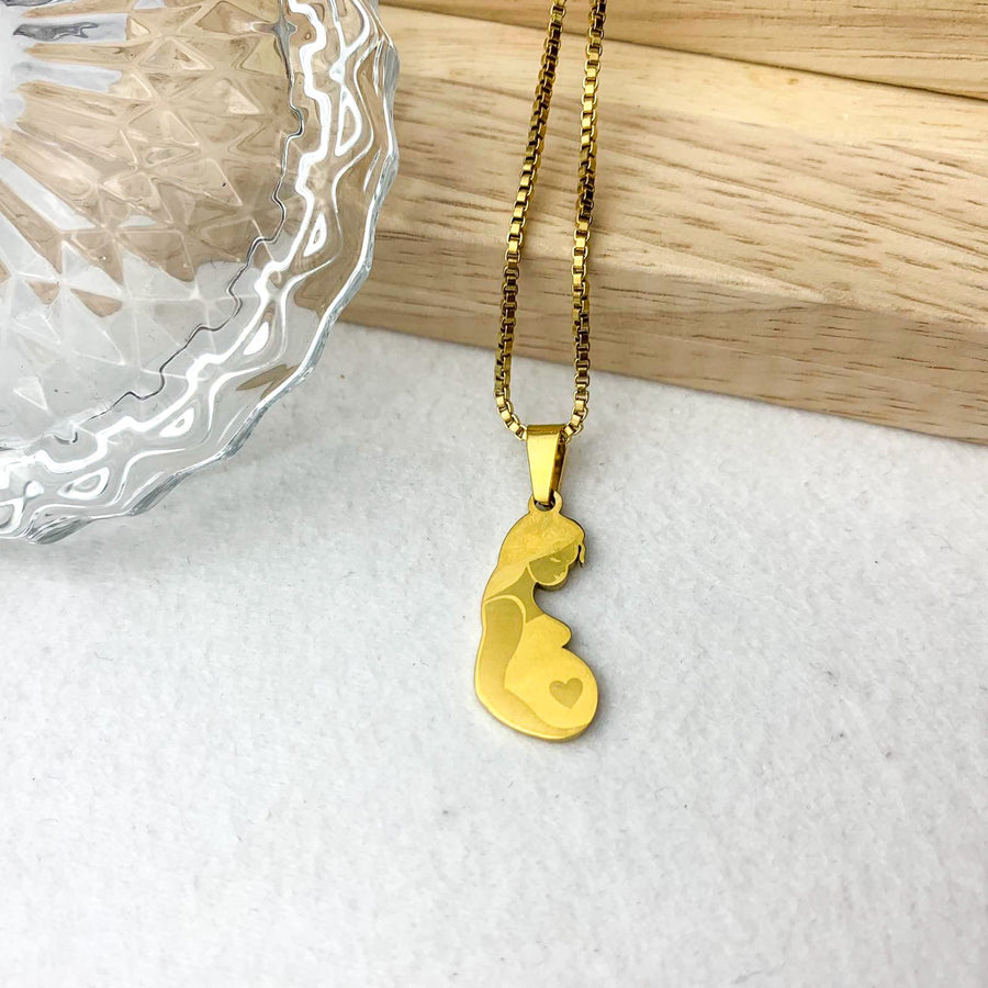 Γυναικείο Ατσάλινο Κολιέ - Pregnant Mama Necklace (χρυσό, ασημί)
