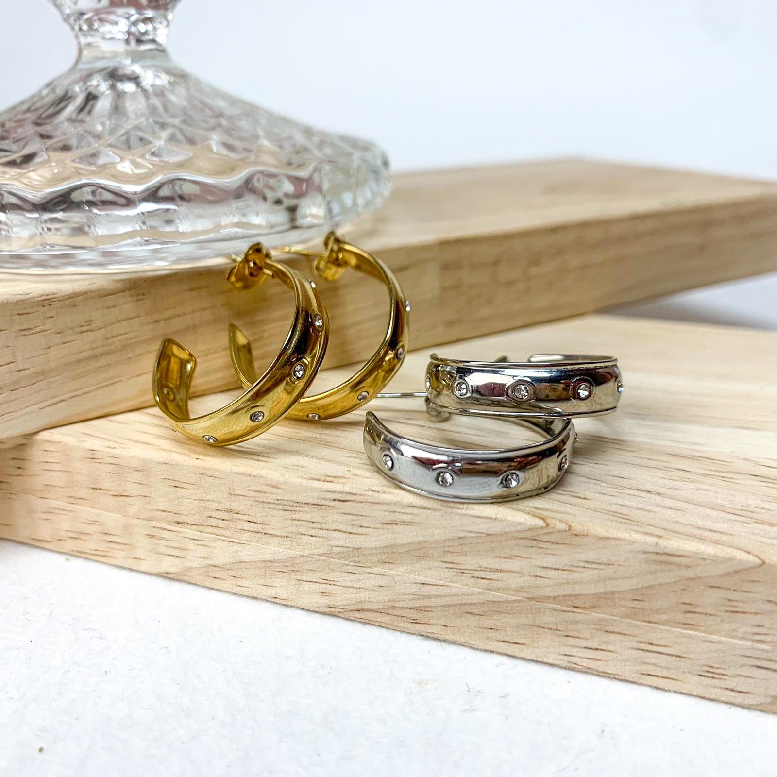 Ατσάλινα Σκουλαρίκια Κρίκοι - Penon Earrings ( χρυσό, ασημί)