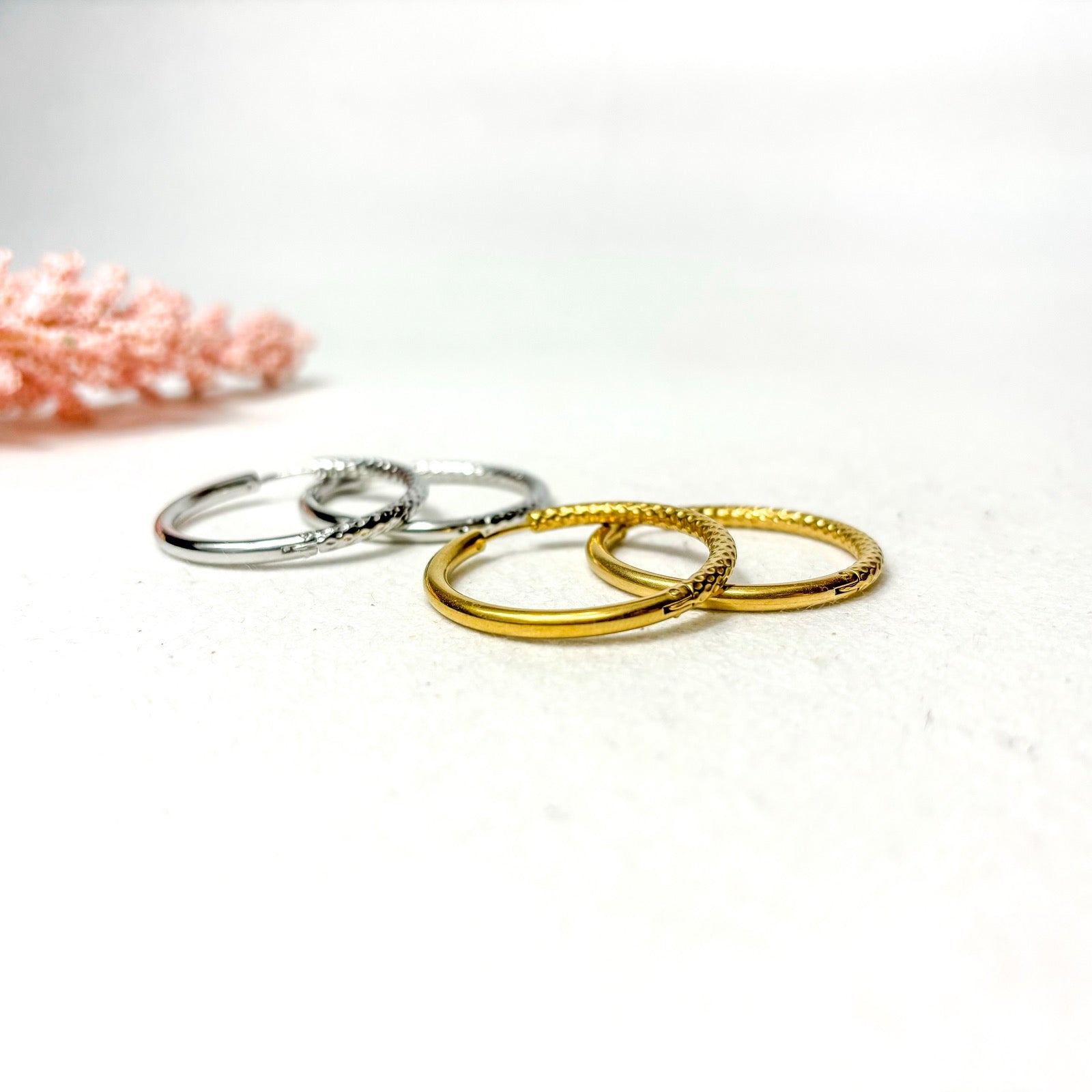 Ατσάλινα Σκουλαρίκια Κρίκοι - Nicol Earrings ( χρυσό, ασημί)