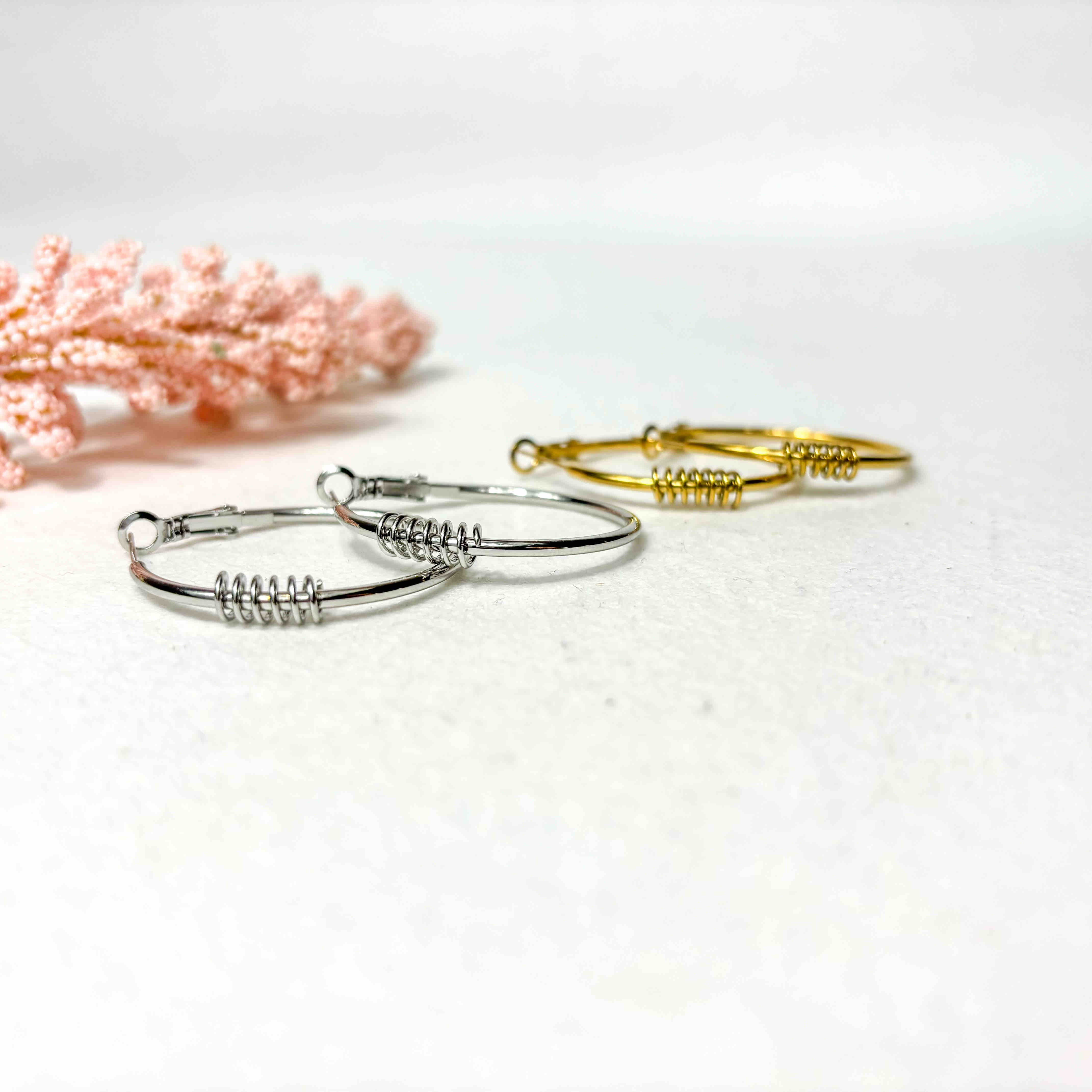 Ατσάλινα Σκουλαρίκια Κρίκοι - Spiraq Earrings ( χρυσό, ασημί)