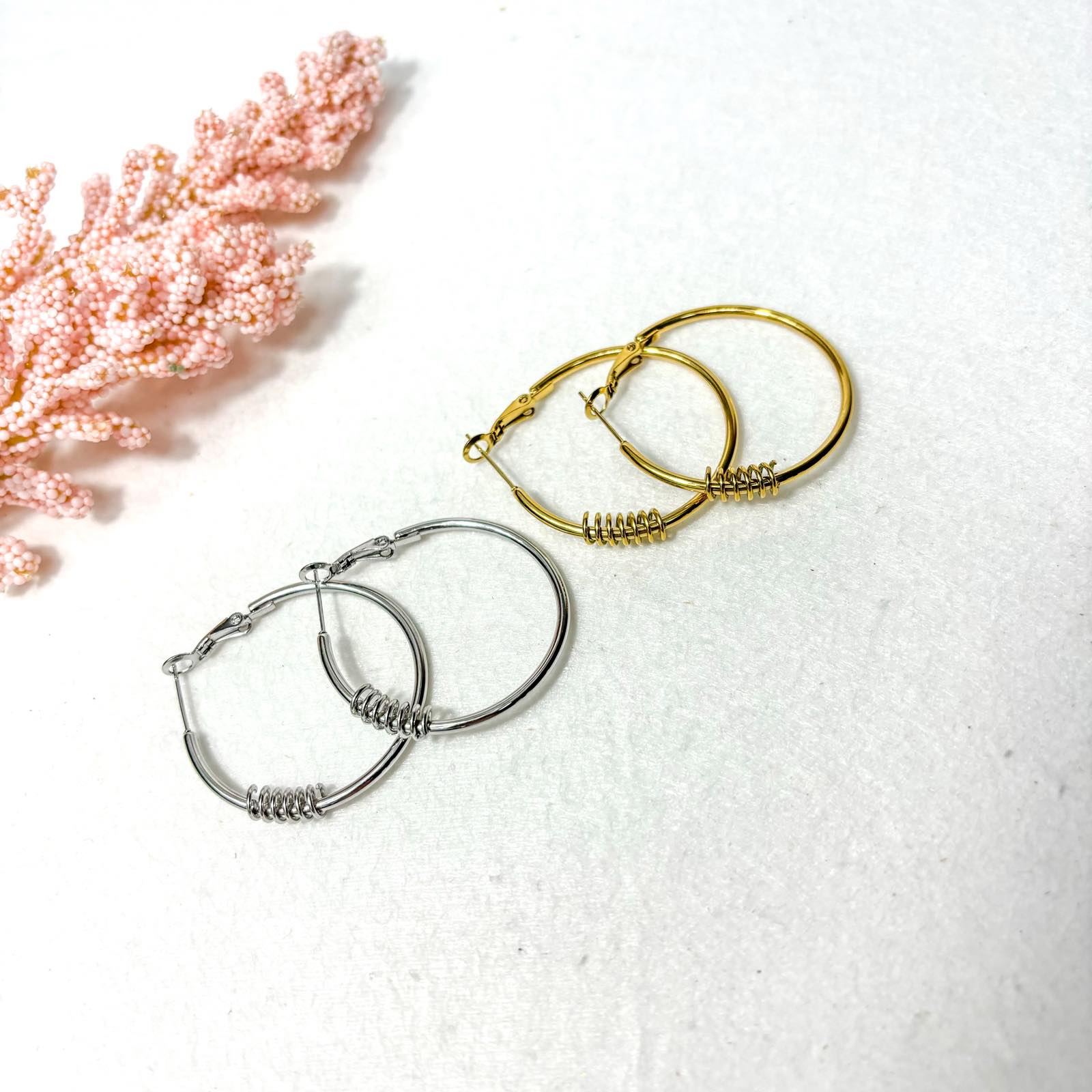 Ατσάλινα Σκουλαρίκια Κρίκοι - Spiraq Earrings ( χρυσό, ασημί)