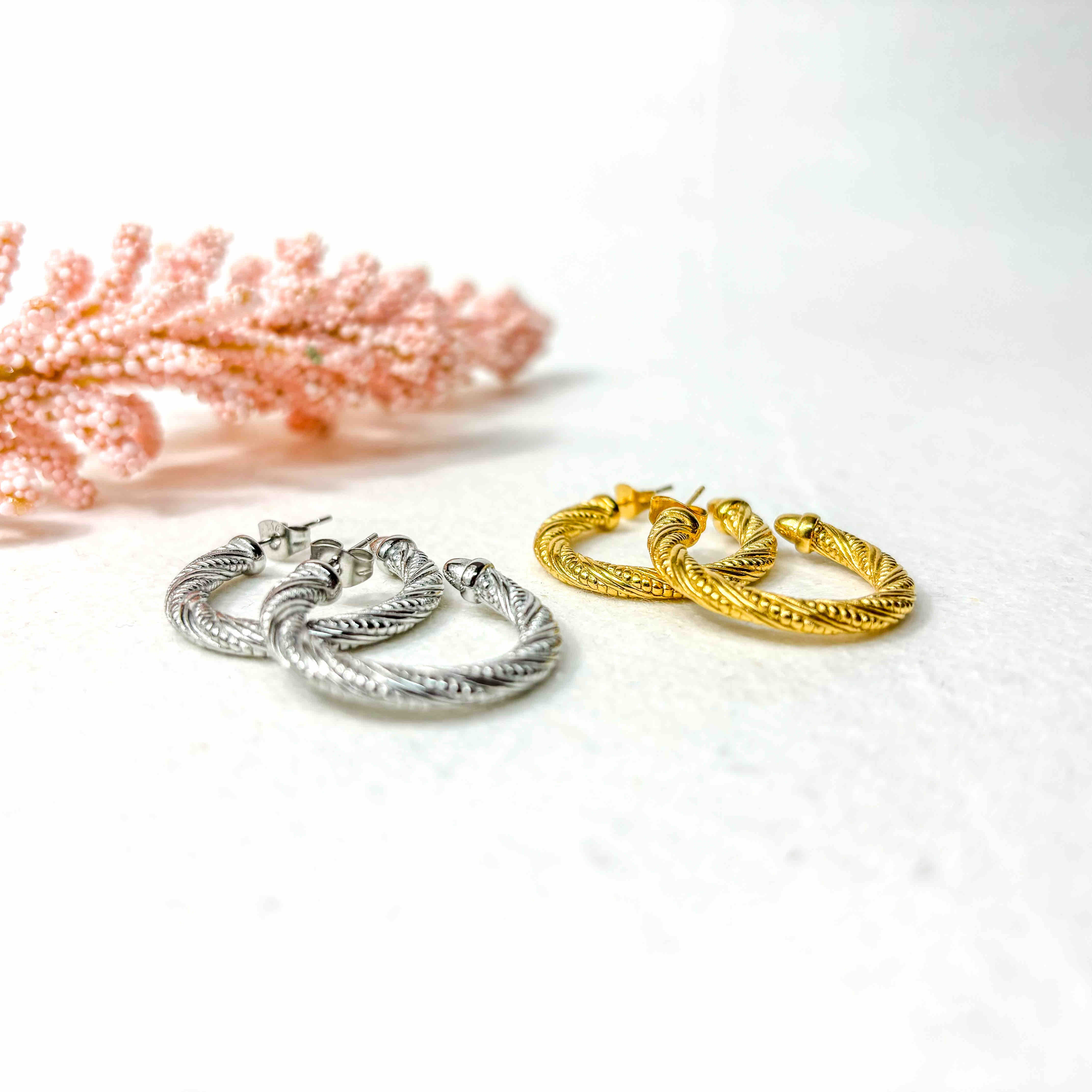 Ατσάλινα Σκουλαρίκια Κρίκοι - Cazak Earrings ( χρυσό, ασημί)