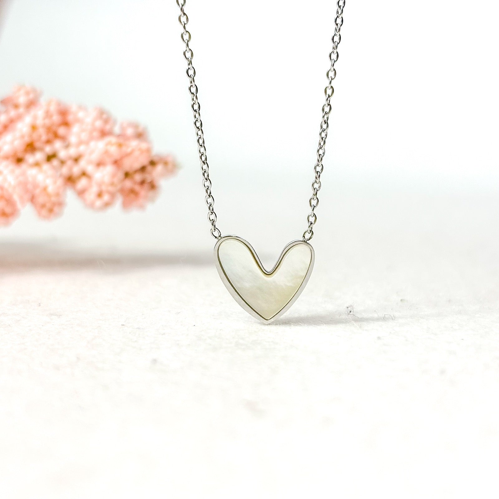 Γυναικείο Ατσάλινο Κολιέ Με Καρδιά - White Heart Necklace (χρυσό, ασημί)