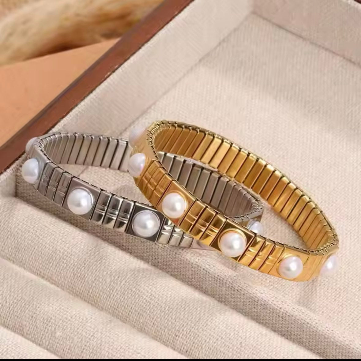 Ατσάλινο Γυναικείο Βραχιόλι - SAN REMO PEARL Bracelet (χρυσό, ασημί)