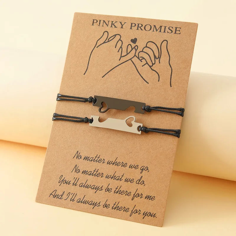 Βραχιόλια κορδόνι για ζευγάρια - Pinky Promise (χρυσό, ασημί)