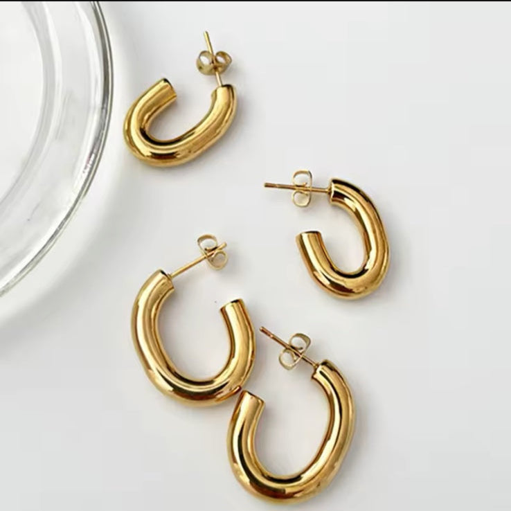 Ατσάλινα Σκουλαρίκια Κρίκοι - MOTRIL  Earrings ( χρυσό, ασημί)