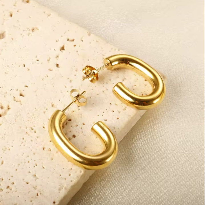 Ατσάλινα Σκουλαρίκια Κρίκοι - MOTRIL  Earrings ( χρυσό, ασημί)