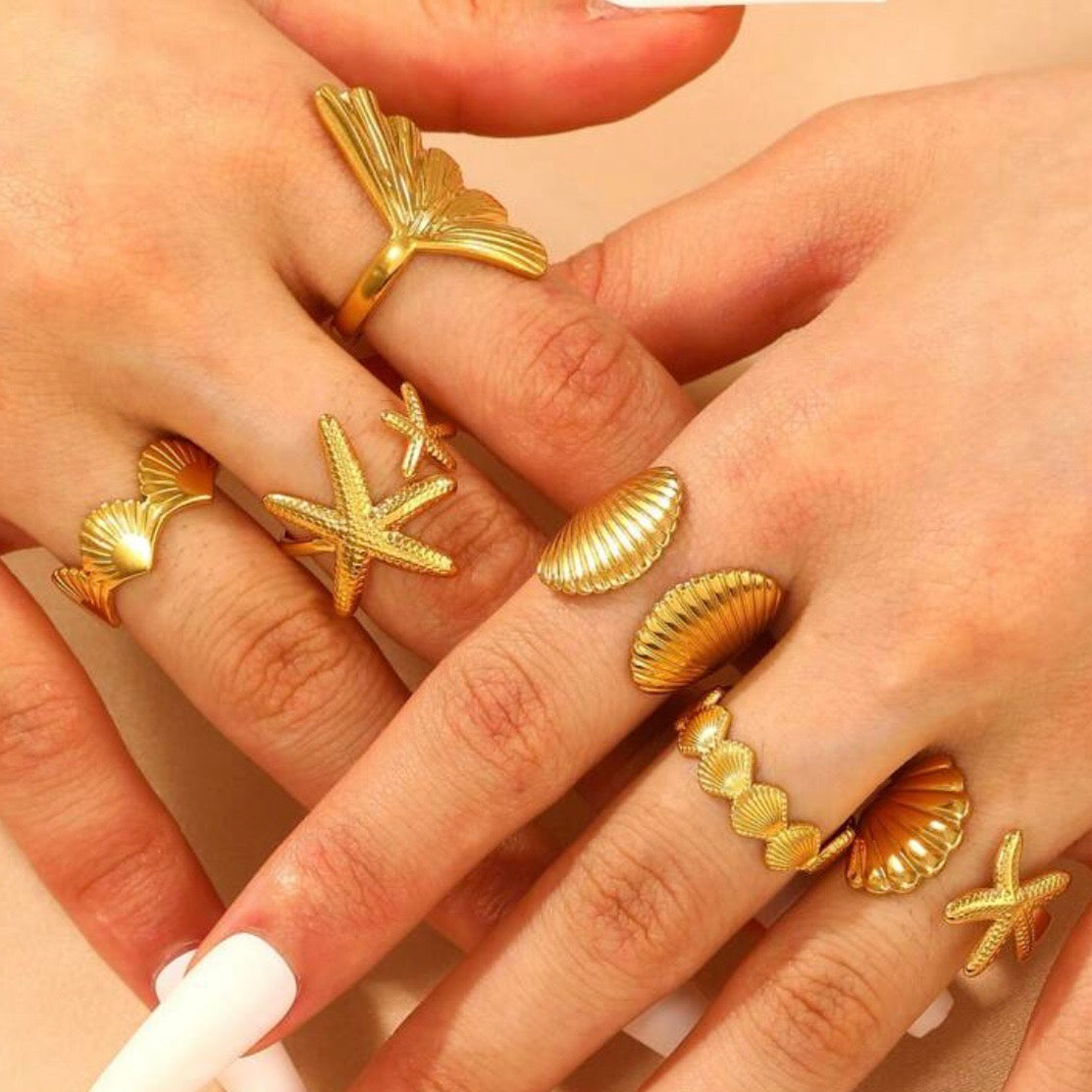 Γυναικείο Ατσάλινο Δαχτυλίδι -  Seashell Ring( χρυσό, ασημί)