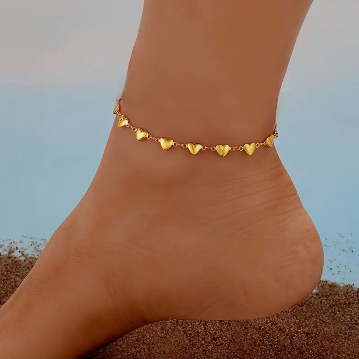 Ατσάλινη Αλυσίδα Ποδιού - Hearty Chain Anklet (χρυσό, ασημί)