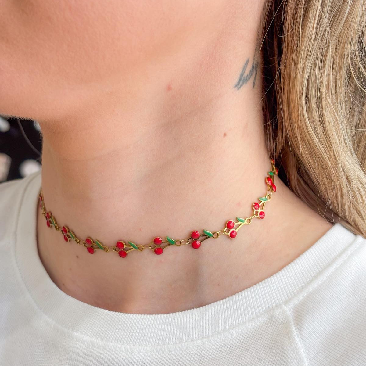 Ατσάλινο Κολιέ - Little Cherries Necklace