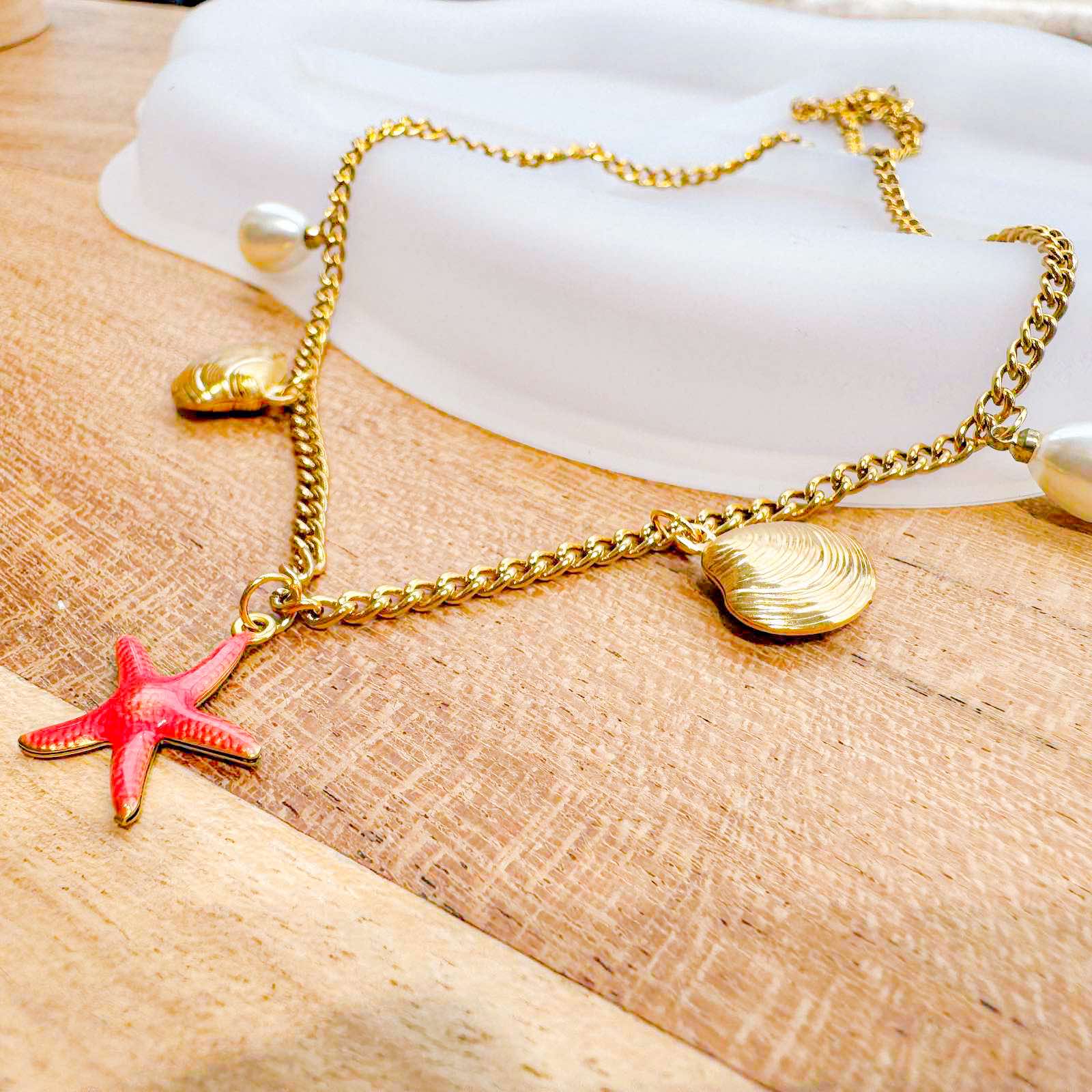 Ατσάλινο Κολιέ - Pink Asterias Necklace