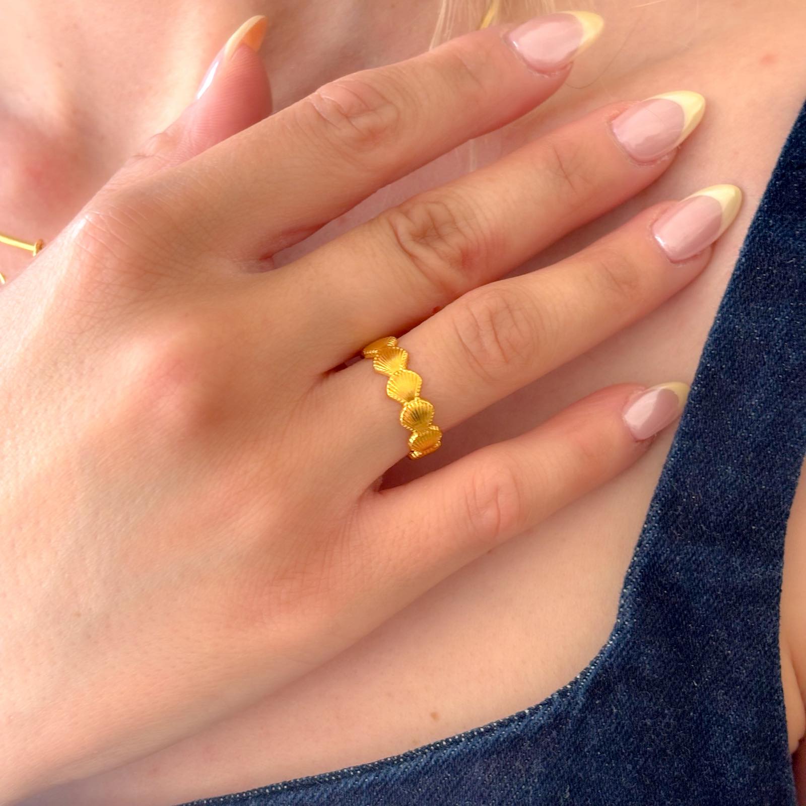 Γυναικείο Ατσάλινο Δαχτυλίδι -  Seashell Ring( χρυσό, ασημί)