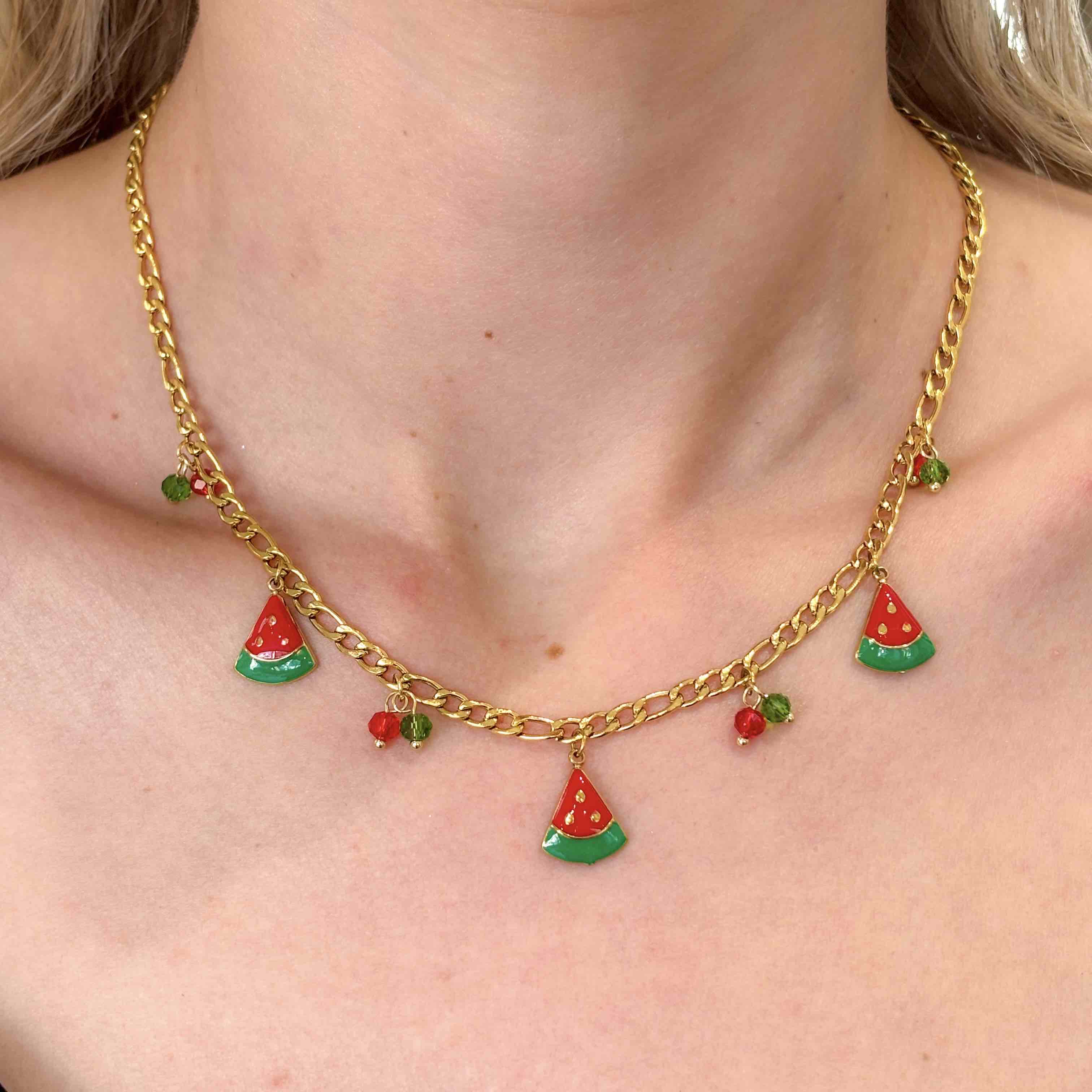 Γυναικείο Ατσάλινο Κολιέ - Watermelon Necklace