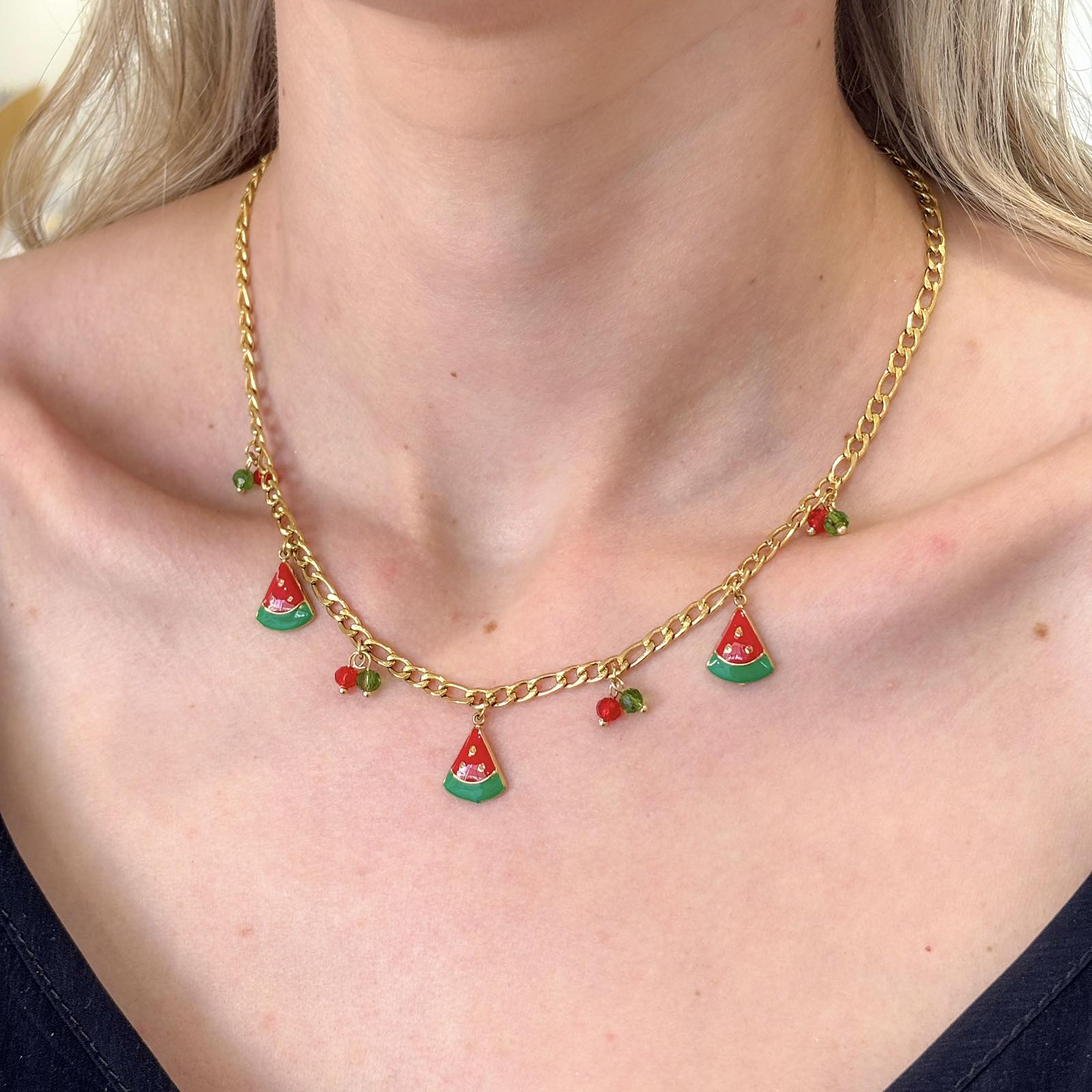Γυναικείο Ατσάλινο Κολιέ - Watermelon Necklace