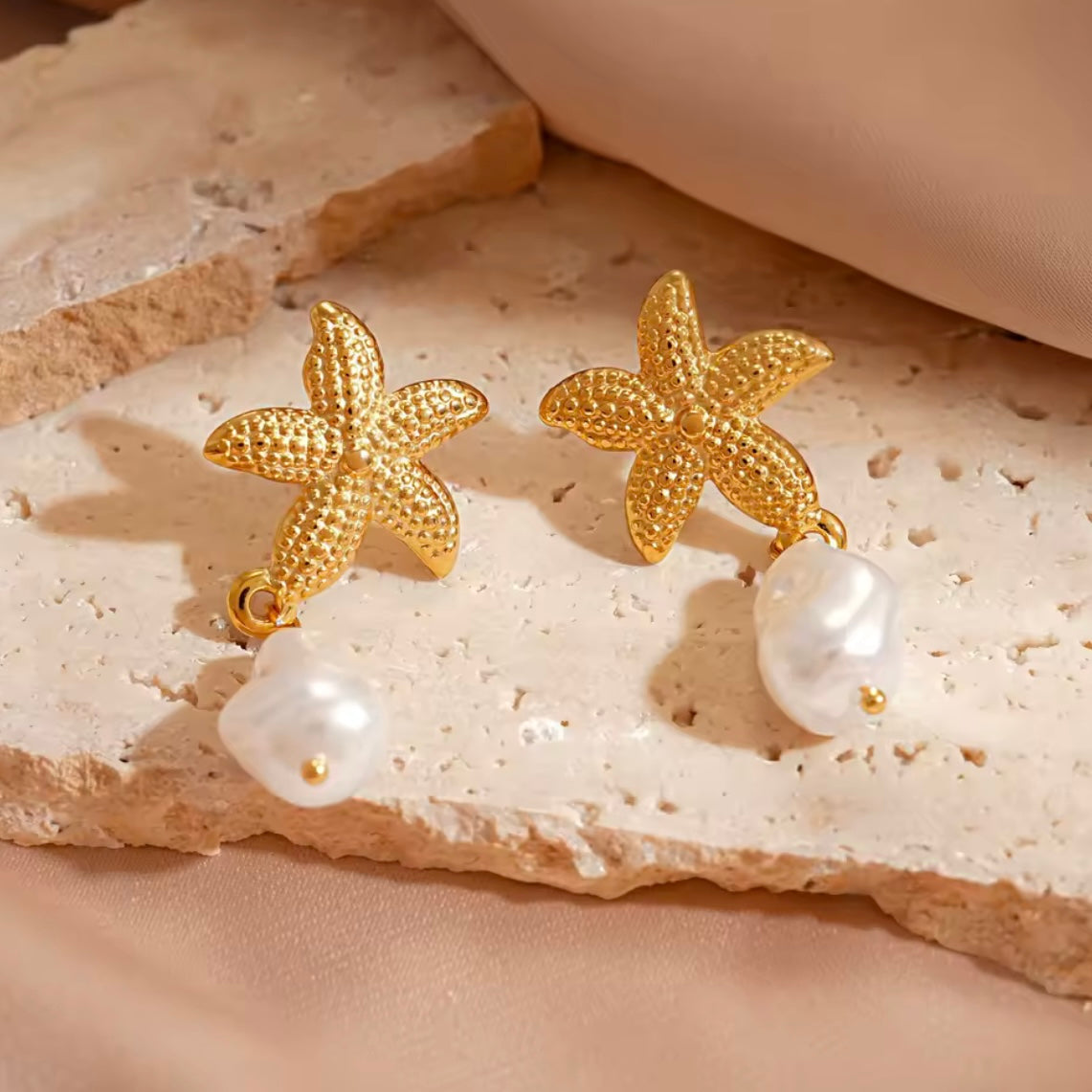 Γυναικεία Ατσάλινα Σκουλαρίκια - Asterias Pearl Earrings