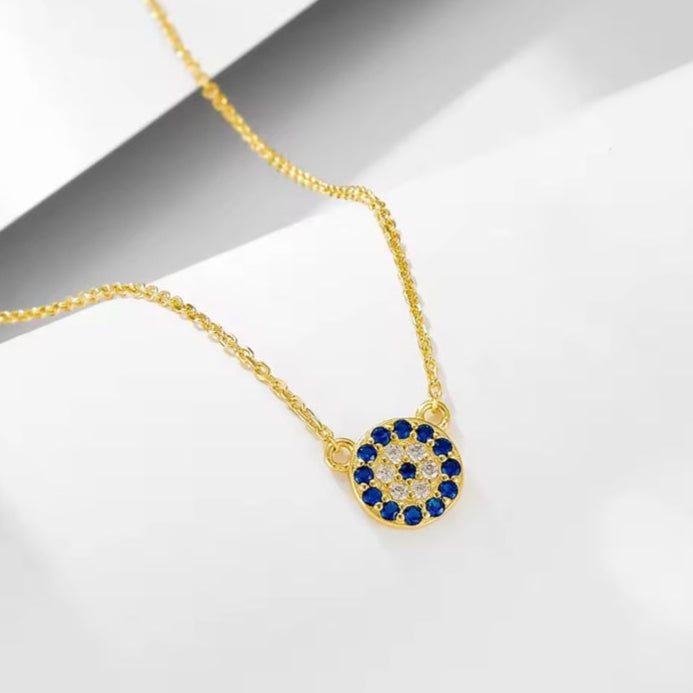 Γυναικείο Ατσάλινο Κολιέ - Strass Blue Eye Necklace (χρυσό, ασημί)