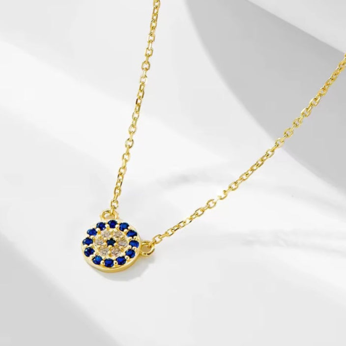 Γυναικείο Ατσάλινο Κολιέ - Strass Blue Eye Necklace (χρυσό, ασημί)