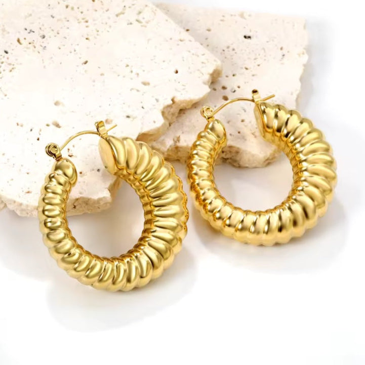 Γυναικεία Ατσάλινα Σκουλαρίκια Κρίκοι - Qatia Earrings (χρυσό, ασημί)