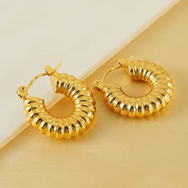 Γυναικεία Ατσάλινα Σκουλαρίκια Κρίκοι - Qatia Earrings (χρυσό, ασημί)