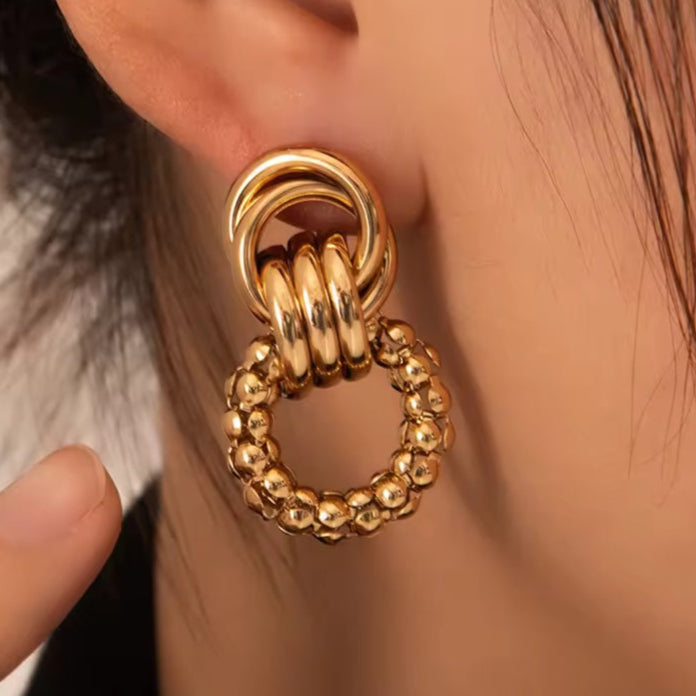 Γυναικεία Ατσάλινα Σκουλαρίκια - Chambo Earrings ( χρυσό, ασημί)