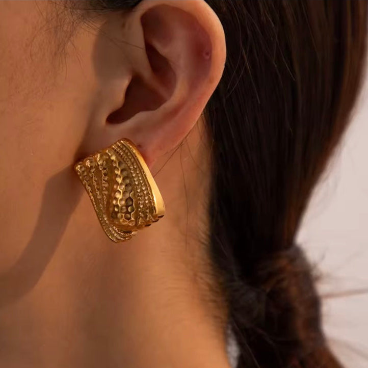 Γυναικεία Ατσάλινα Σκουλαρίκια -  Muzhi Earrings ( χρυσό, ασημί)