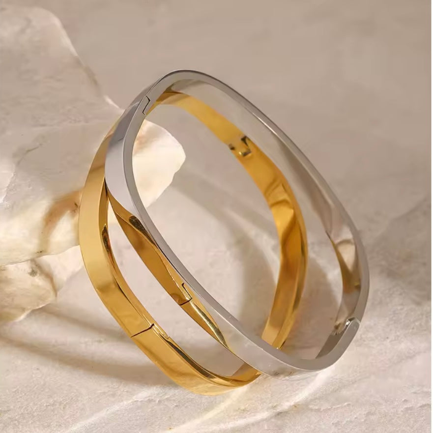 Ατσάλινο Γυναικείο Βραχιόλι - Aruba Big Bracelet (χρυσό, ασημί)