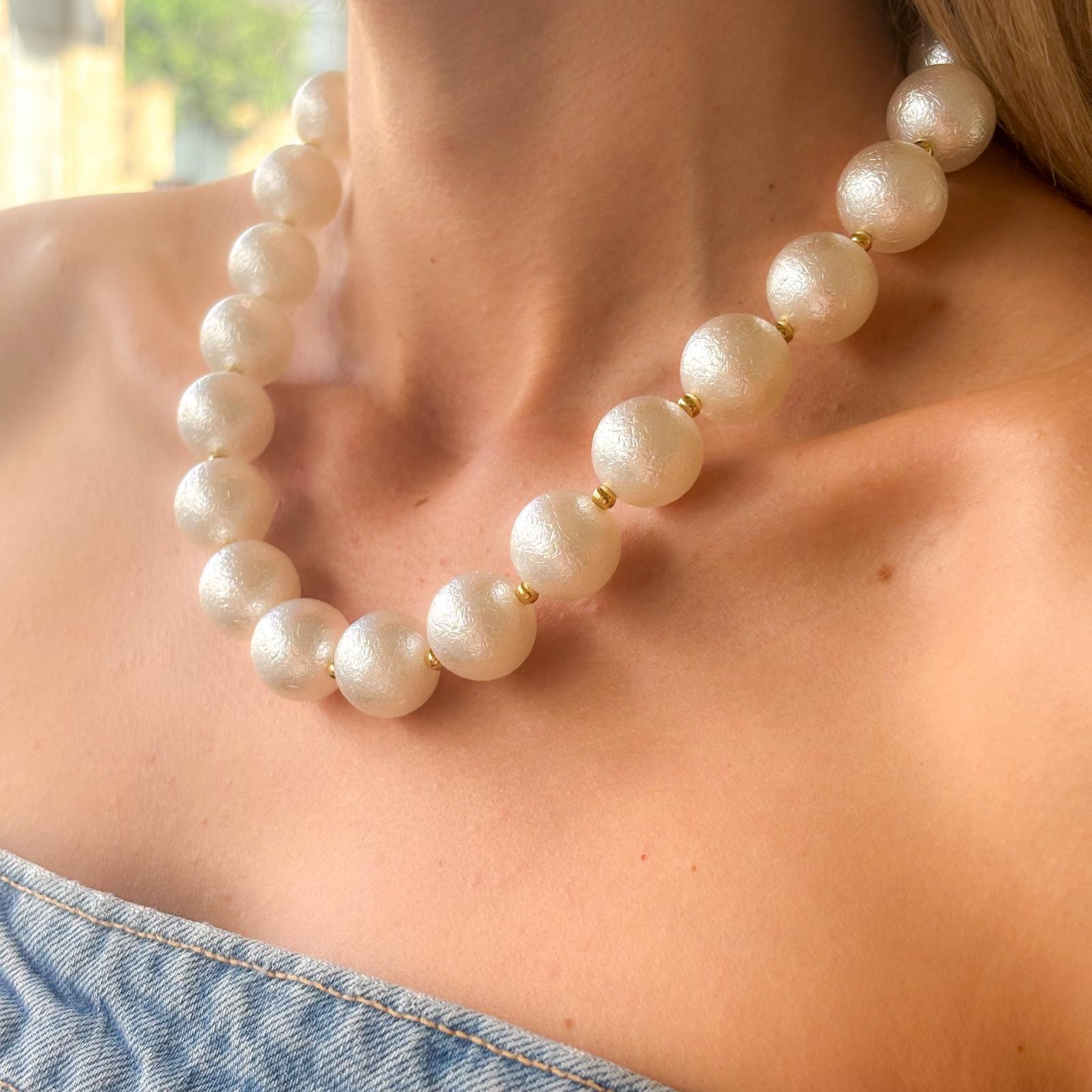Ατσάλινο Κολιέ Με Πέρλες - Zegia Necklace