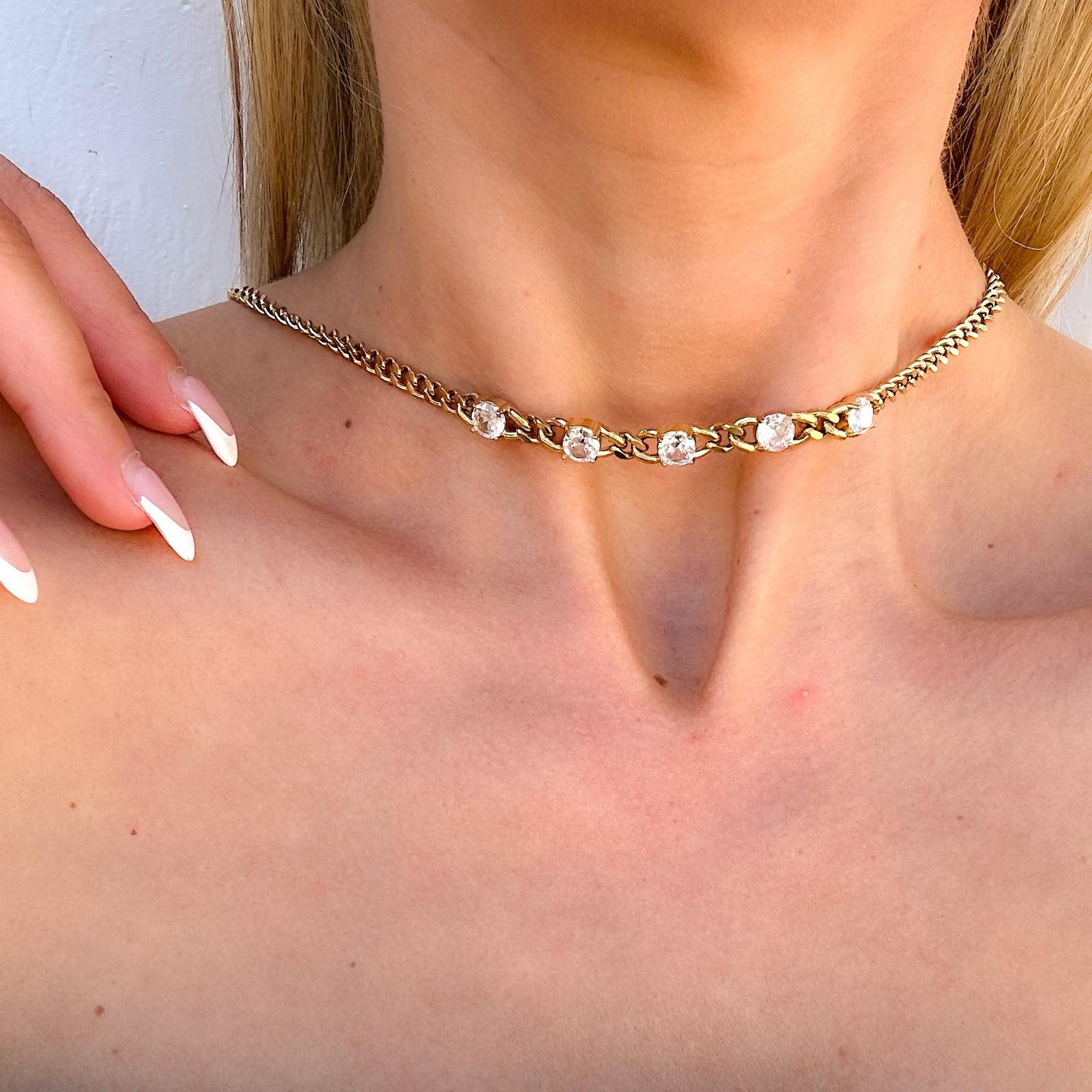 Ατσάλινο Κολιέ Με Ζιργκόν - Gory Necklace( χρυσό, ασημί)