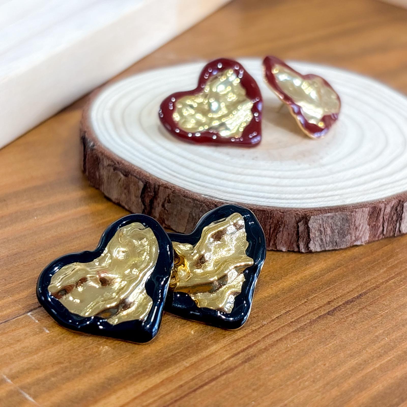 Γυναικεία Ατσάλινα Σκουλαρίκια - Toconao Earrings ( μαύρο, κόκκινο)