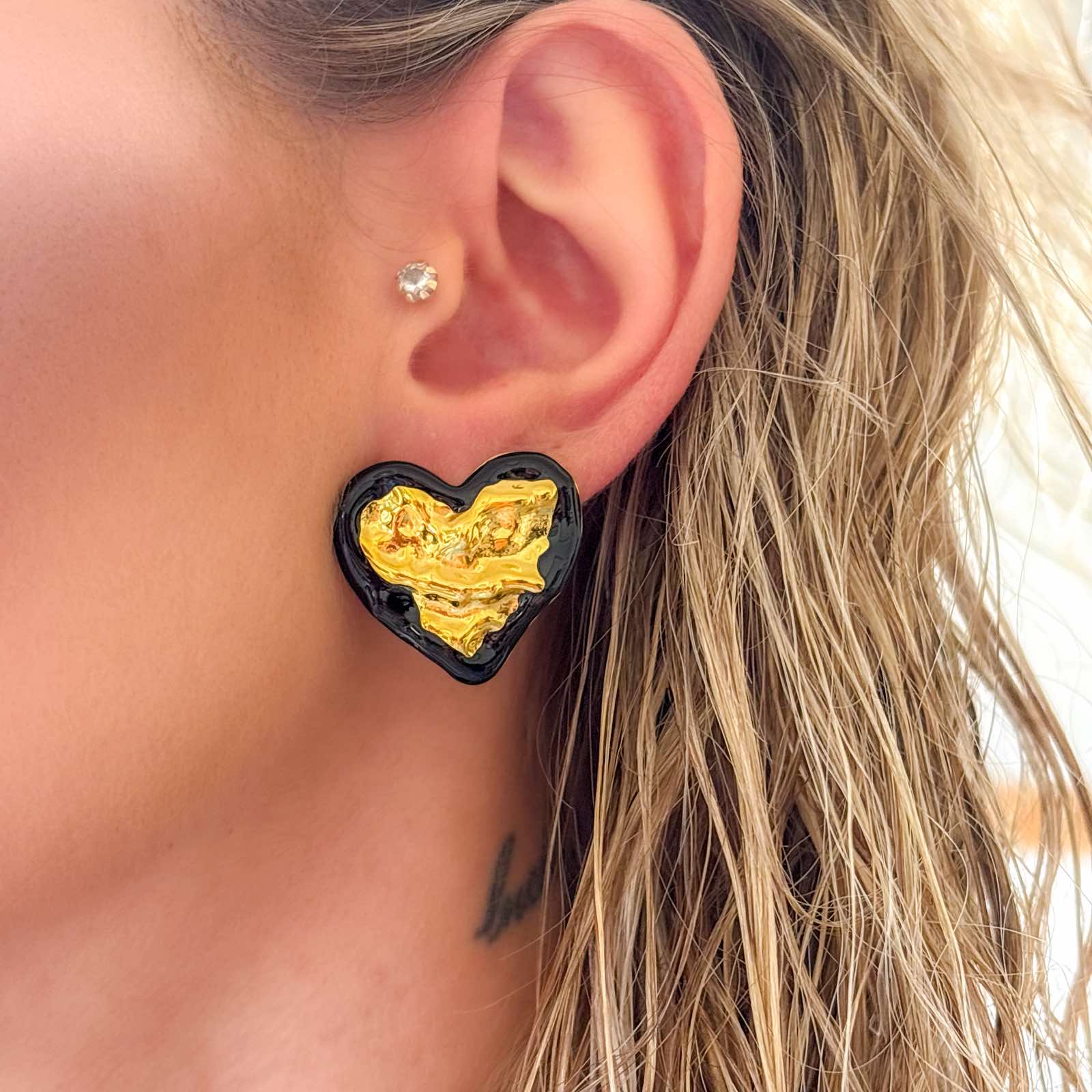 Γυναικεία Ατσάλινα Σκουλαρίκια - Toconao Earrings ( μαύρο, κόκκινο)