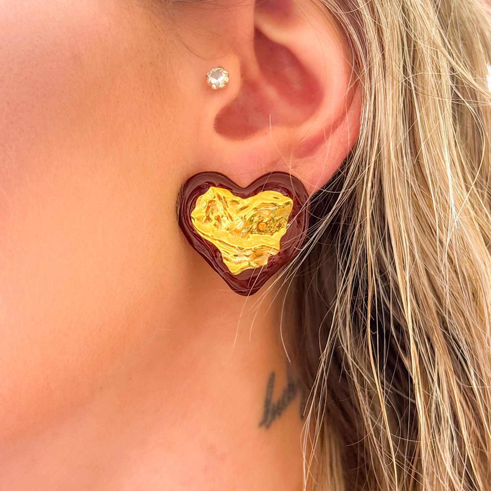 Γυναικεία Ατσάλινα Σκουλαρίκια - Toconao Earrings ( μαύρο, κόκκινο)