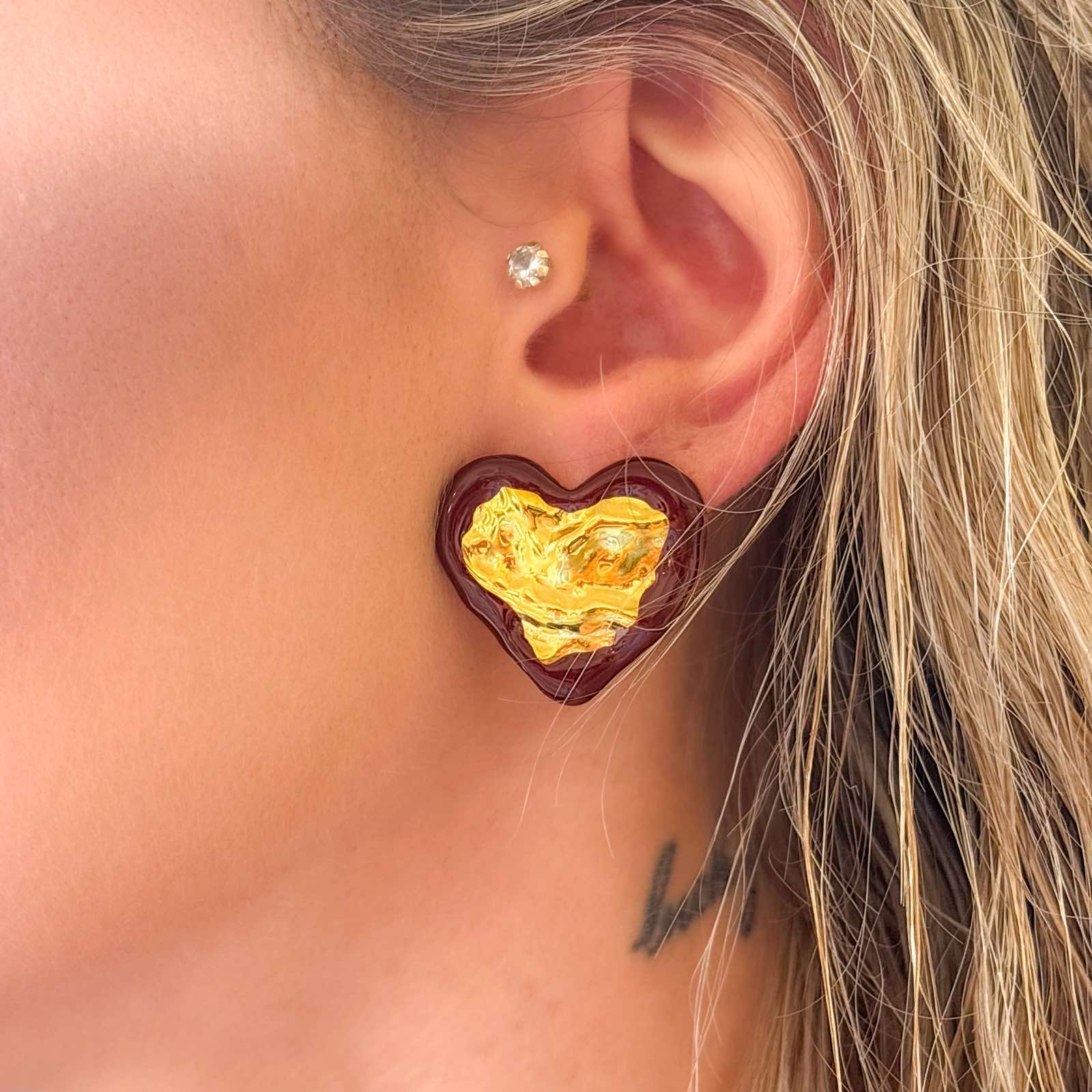 Γυναικεία Ατσάλινα Σκουλαρίκια - Toconao Earrings ( μαύρο, κόκκινο)