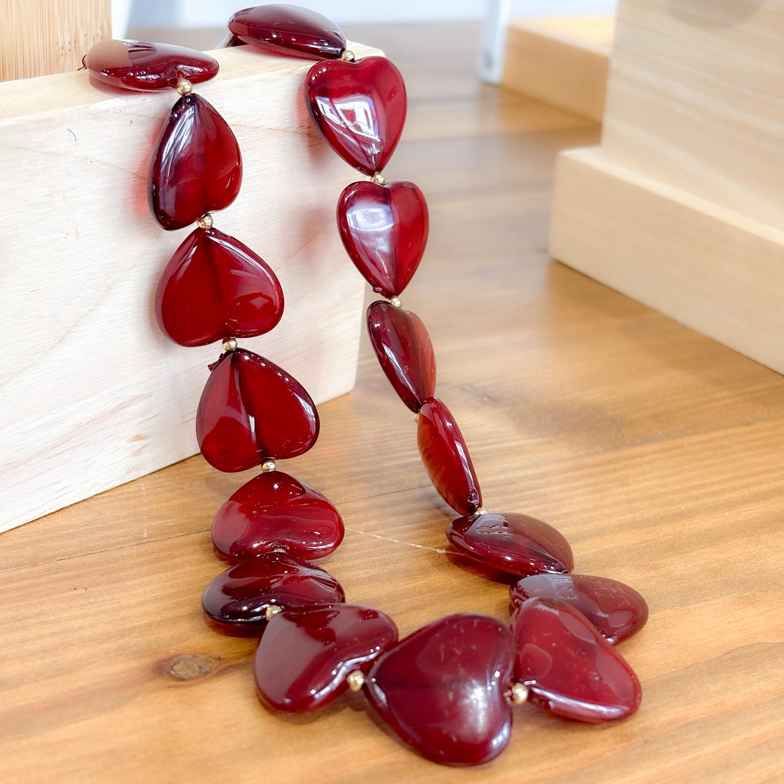 Γυναικείο Κολιέ Με Καρδιά  - Jachal Necklace (μαύρο, κόκκινο)