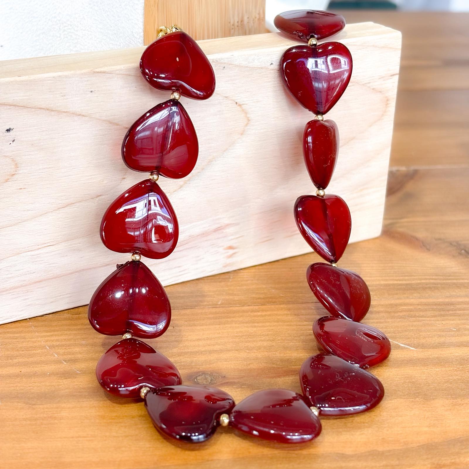 Γυναικείο Κολιέ Με Καρδιά  - Jachal Necklace (μαύρο, κόκκινο)