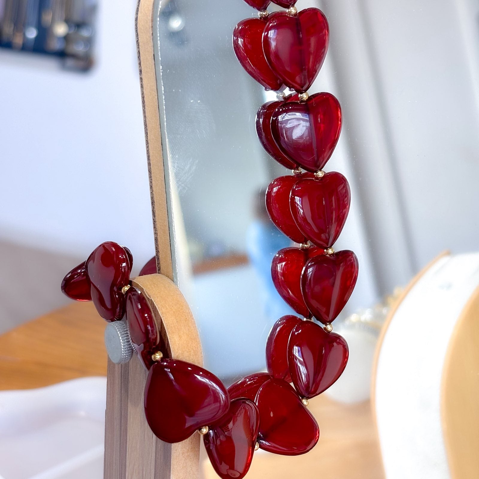 Γυναικείο Κολιέ Με Καρδιά  - Jachal Necklace (μαύρο, κόκκινο)