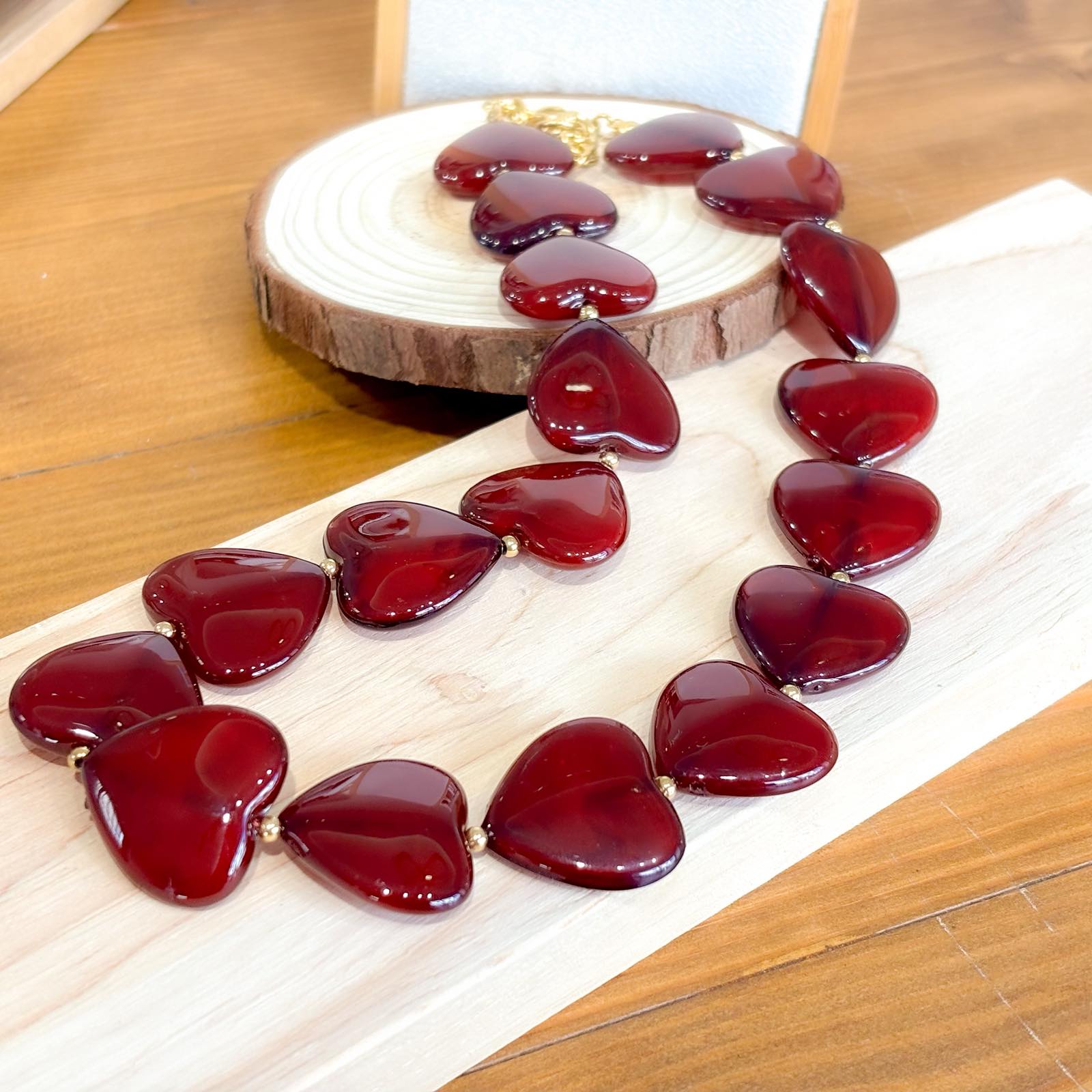 Γυναικείο Κολιέ Με Καρδιά  - Jachal Necklace (μαύρο, κόκκινο)