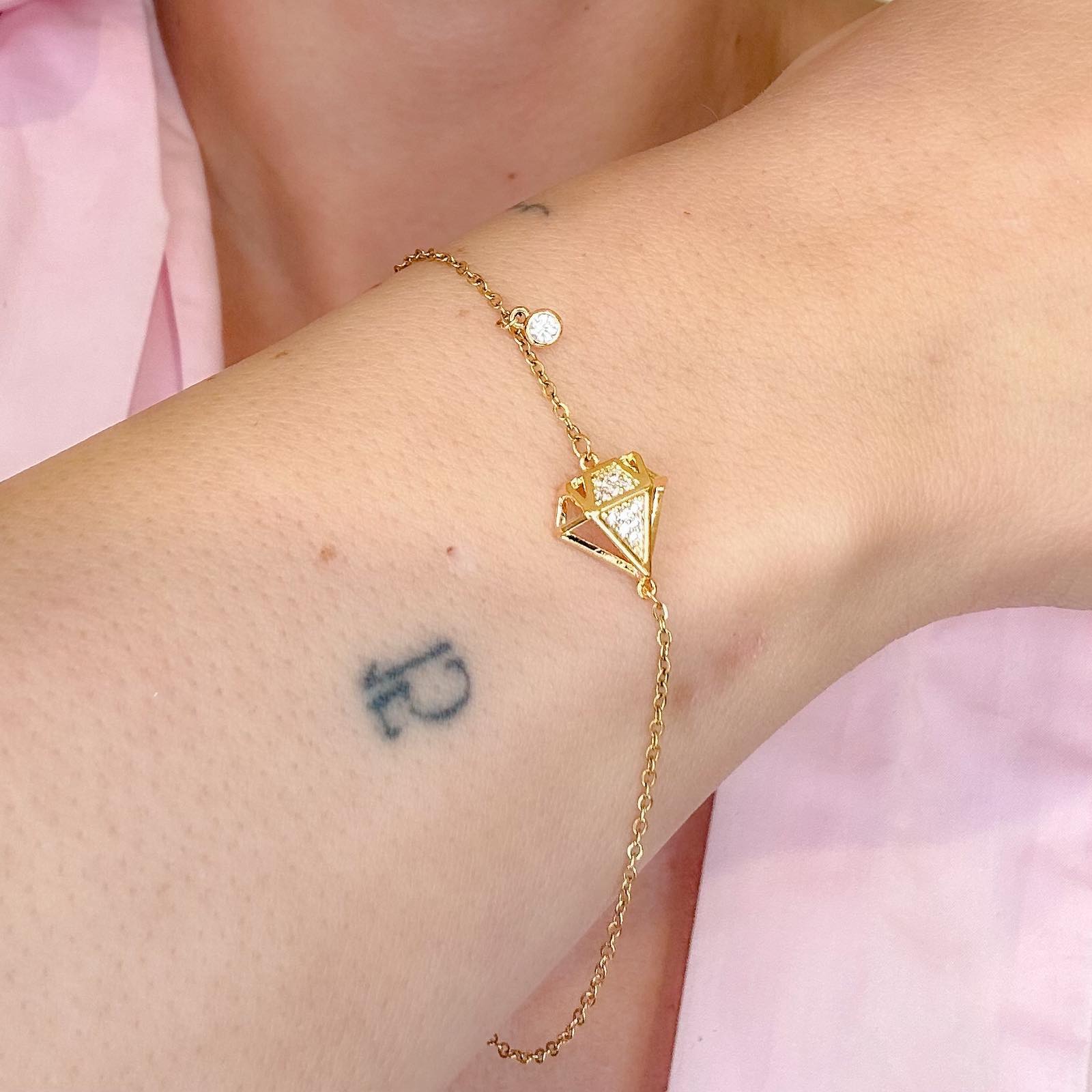 Γυναικείο Ατσάλινο Βραχιόλι  - Strassy Diamond Bracelet (χρυσό, ασημί)