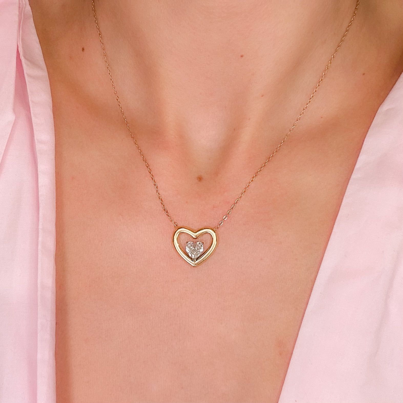 Γυναικείο Ατσάλινο Κολιέ Με Καρδιά -  Brenas Necklace (χρυσό, ασημί)