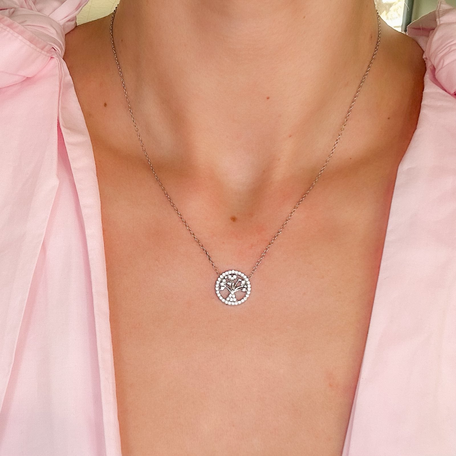 Γυναικείο Ατσάλινο Κολιέ Με Δέντρο Της Ζωής - Life Tree Strass Necklace