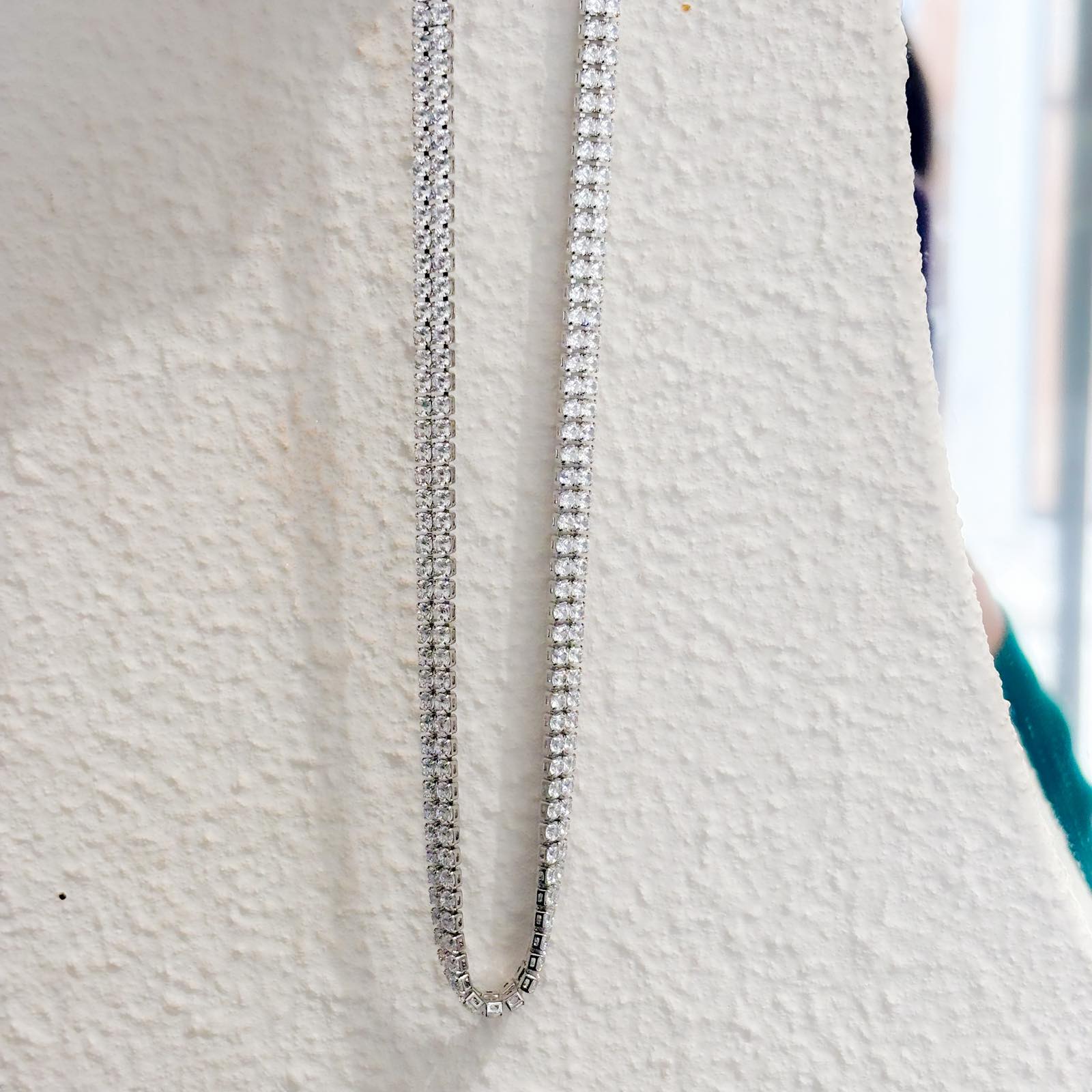 Ατσάλινο Κολιέ Ριβιέρα Με Ζιργκόν - Double Tennis  Necklace