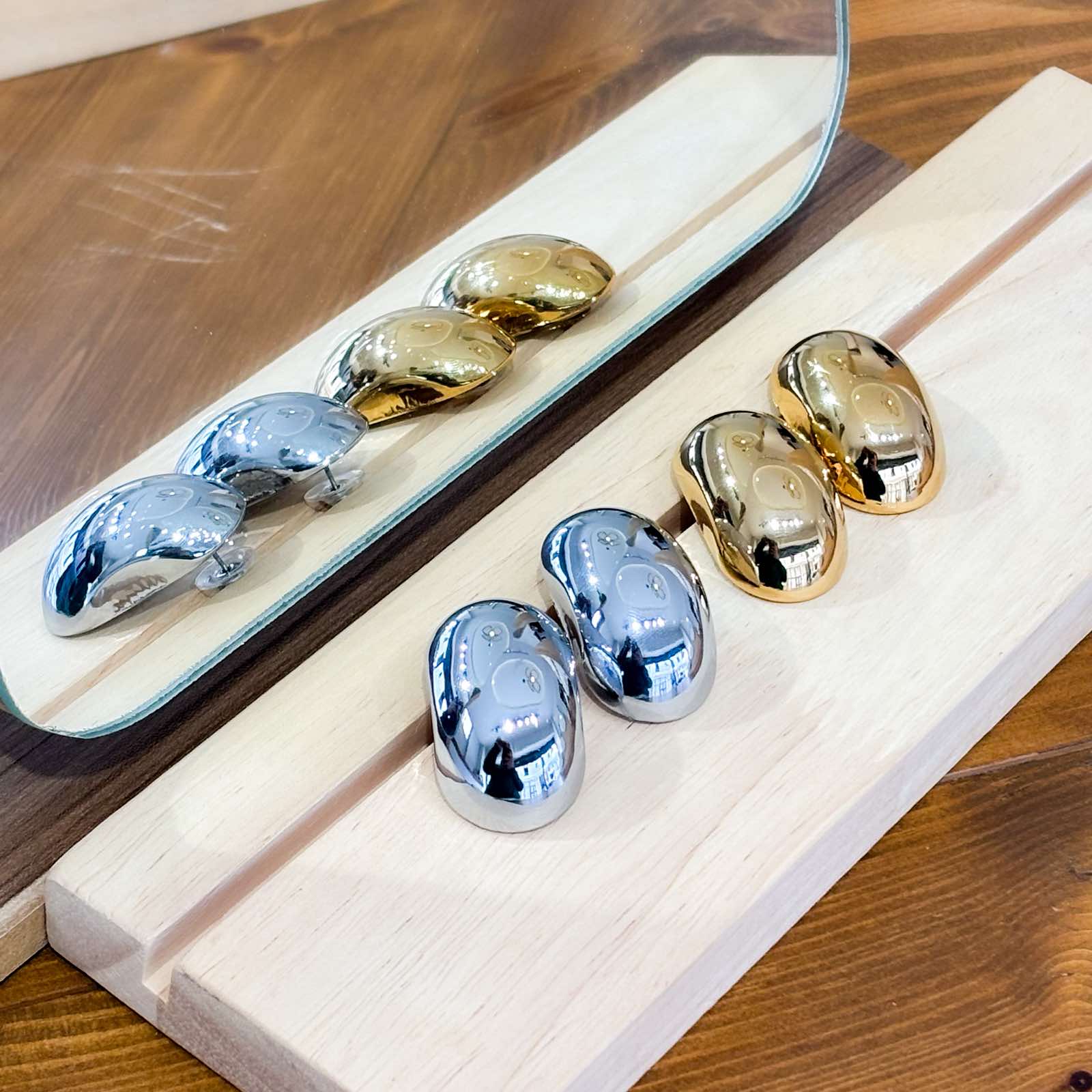 Γυναικεία Ατσάλινα Σκουλαρίκια - Chave Earrings (χρυσό, ασημί)