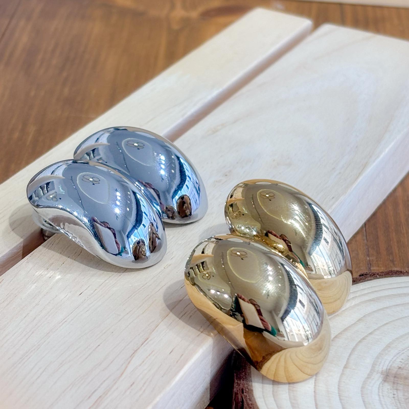 Γυναικεία Ατσάλινα Σκουλαρίκια - Chave Earrings (χρυσό, ασημί)