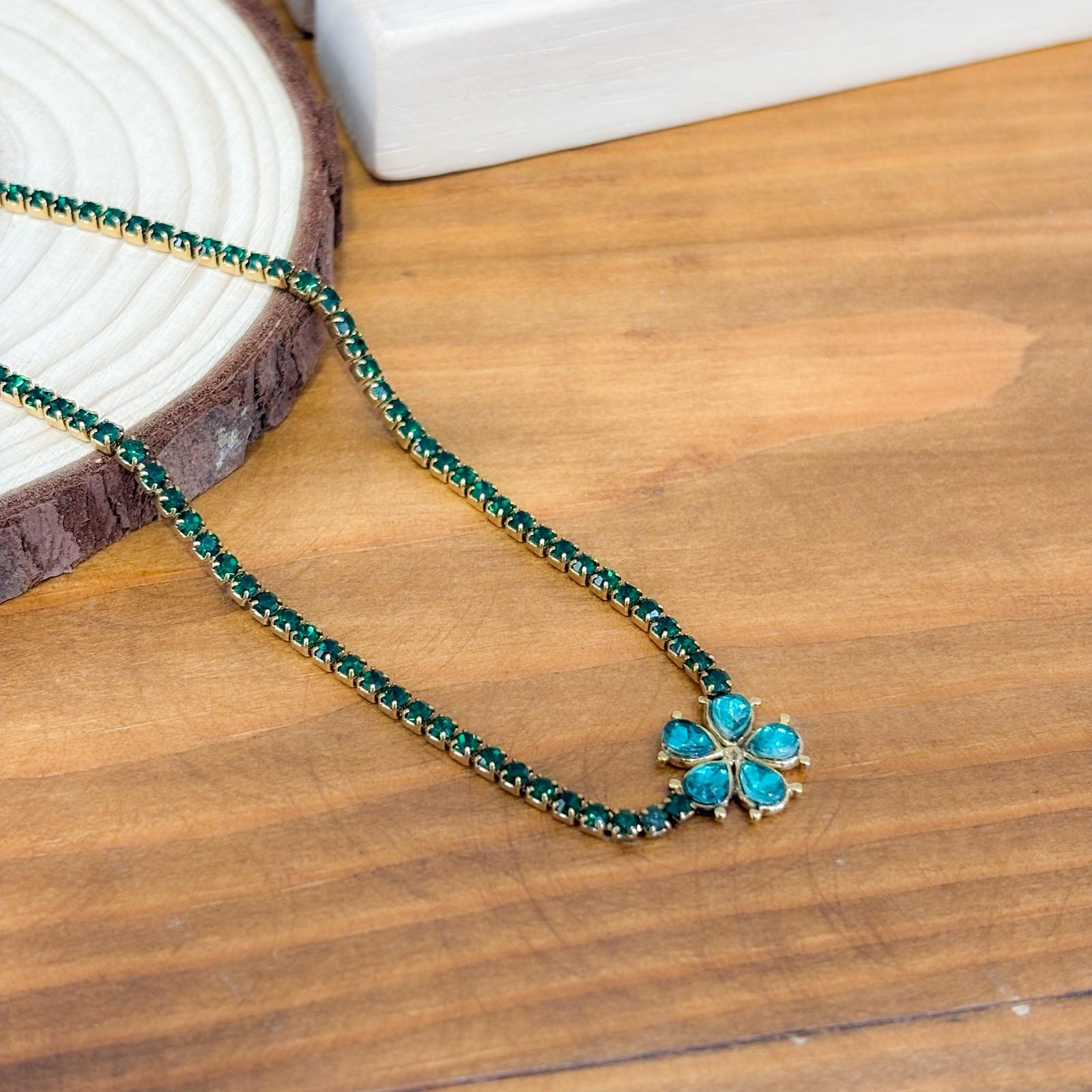 Ατσάλινο Κολιέ Ριβιέρα Με Ζιργκόν - Beder Necklace( και χρώματα)