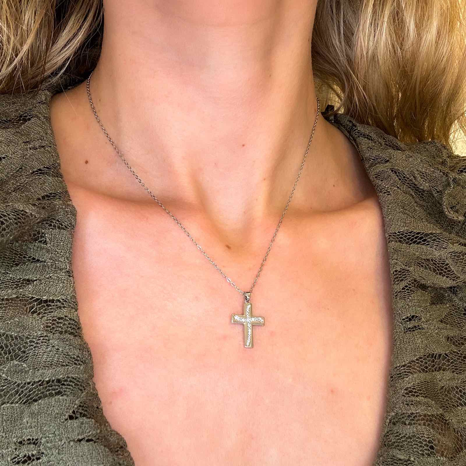 Ατσάλινο Κολιέ Με Σταυρό - Skagen Cross Necklace (χρυσό, ασημί)