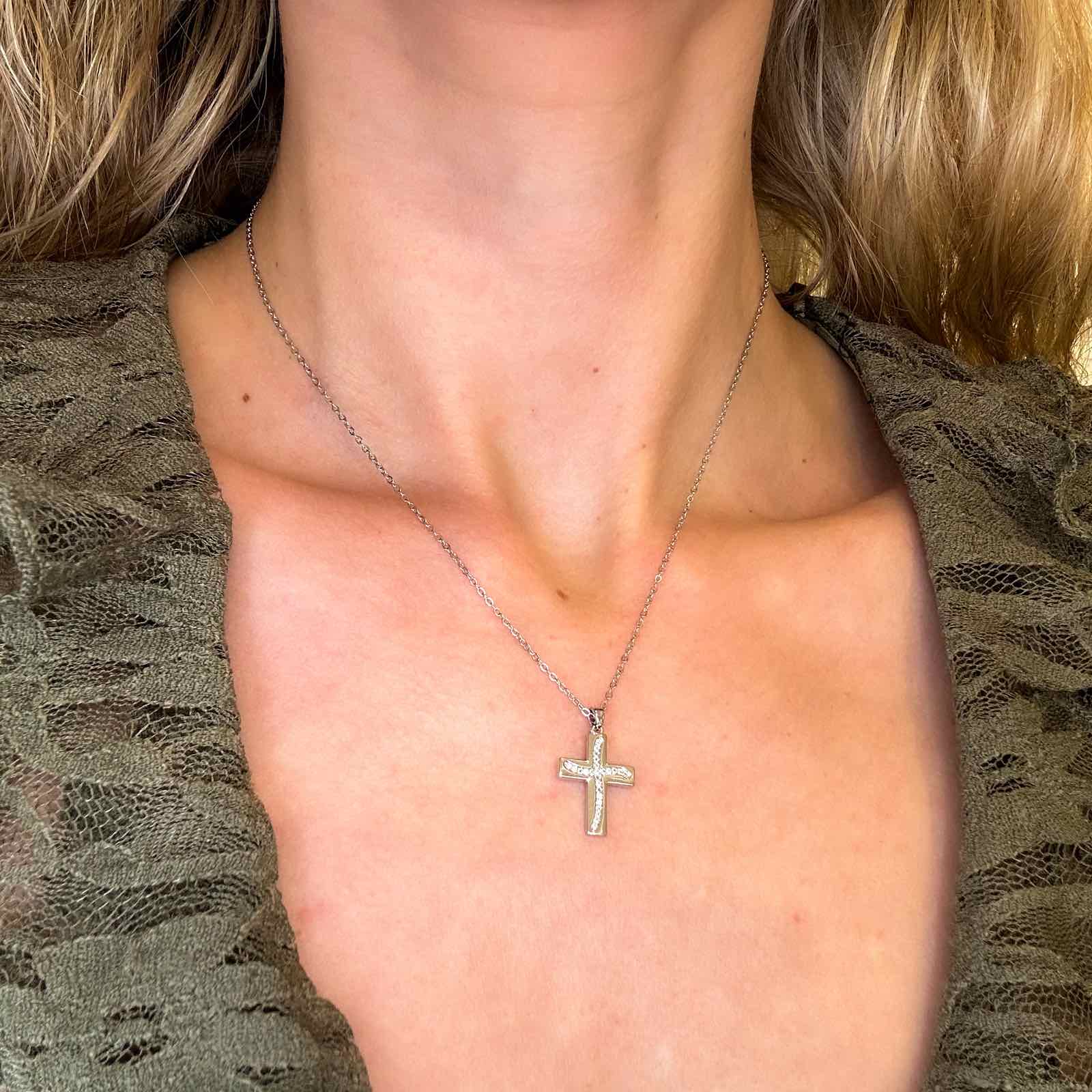 Ατσάλινο Κολιέ Με Σταυρό - Skagen Cross Necklace (χρυσό, ασημί)