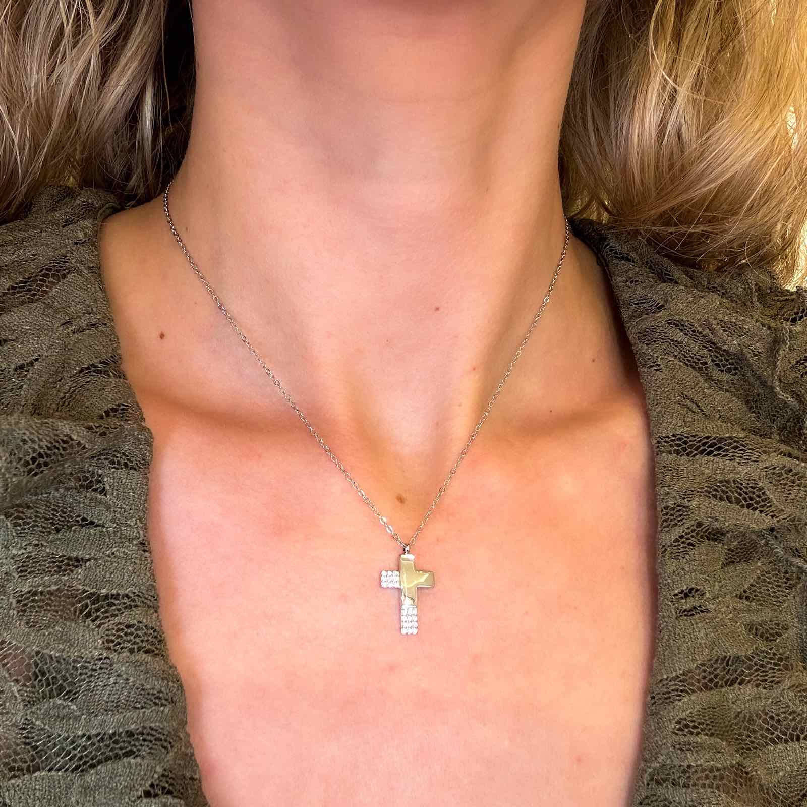 Ατσάλινο Κολιέ Με Σταυρό - Seby Cross Necklace (χρυσό, ασημί)